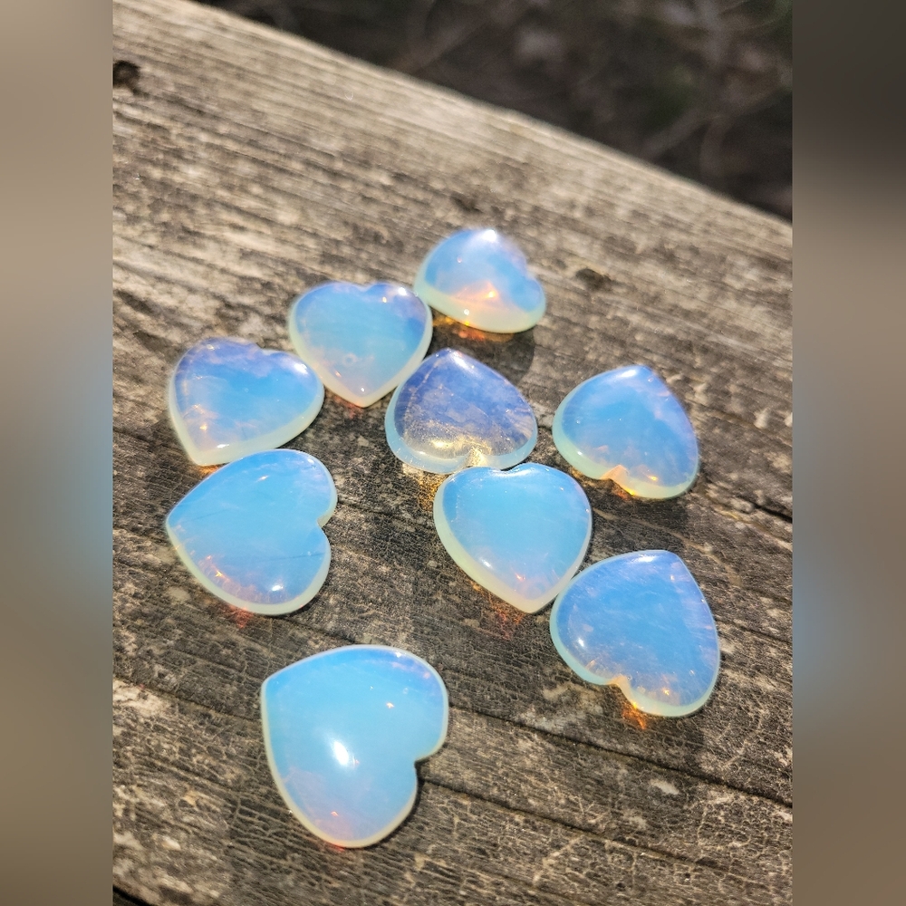 Opalite Heart-Shaped Gemstones